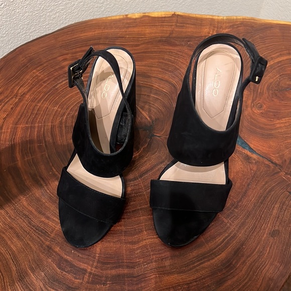 Aldo Black Faux Suede Block Heels - Picture 3 of 7